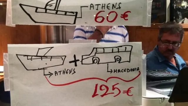 Cartel anunciando precio del viaje