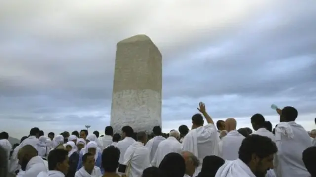 हज यात्रा के दौरान लाखों मुसलमान अरफ़ात के पहाड़ पर चढ़ते हैं