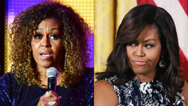 Мишель Обама с кудрявыми волосами и с гладкими волосами