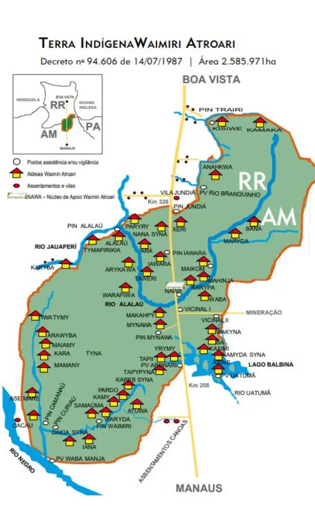 Mapa da Terra Indígena Waimiri Atroari