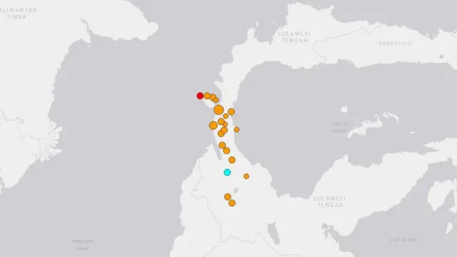 Sismos en Célebes, Indonesia