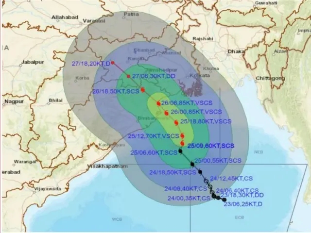 ঘূর্ণিঝড় ইয়াসের সম্ভাব্য গতিপথ