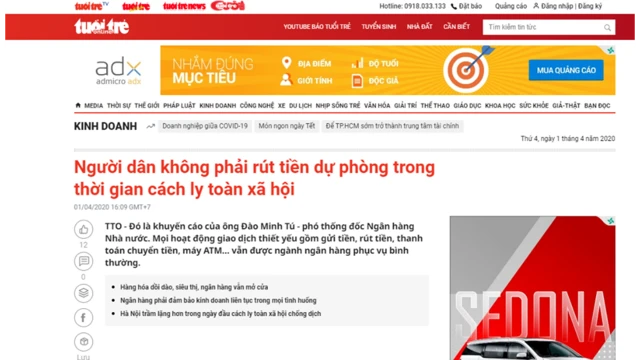 Báo Tuổi trẻ ngày 1/4 sử dụng cụm từ "cách ly toàn xã hội"