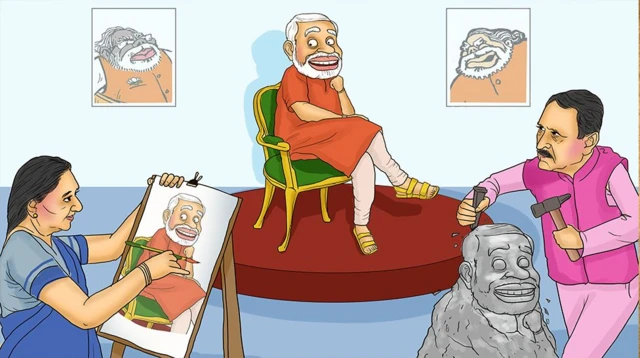 આનંદીબેન તથા અન્ય રાજનેતાઓનું પોટ્રેટ