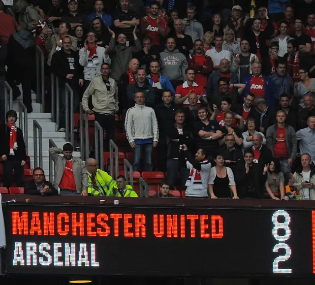Scoreboard Manchester United 8 Arsenal 2