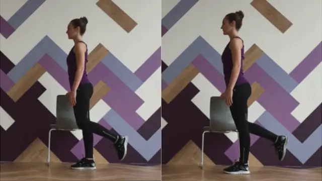 Mujer mostrando cómo hacer ciertos ejercicios