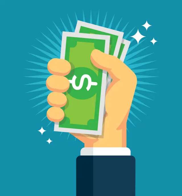 Dibujo de una mano sosteniendo billetes