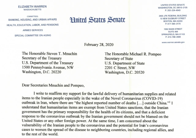 نامه سناتور وارن