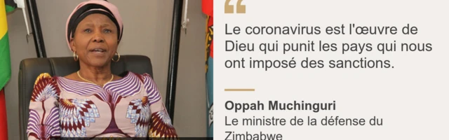 Le ministre de la défense du Zimbabwe, Oppah Muchinguri