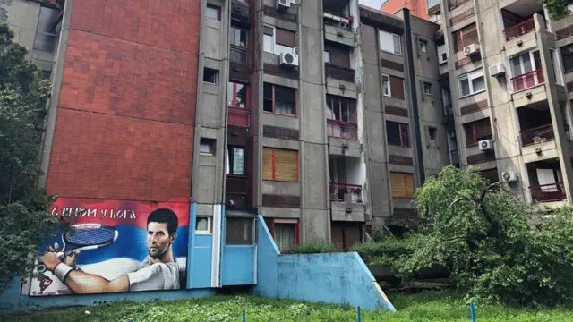 Mural de Novak Djokovic en Banjica.
