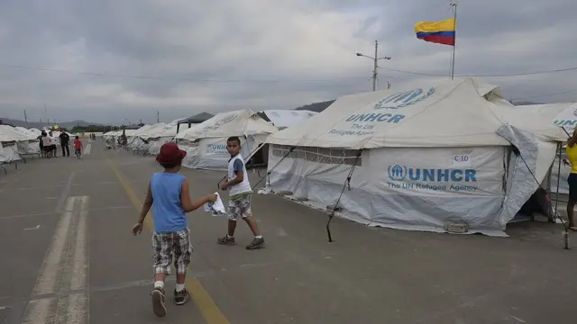 Campo de refugiados en Ecuador.