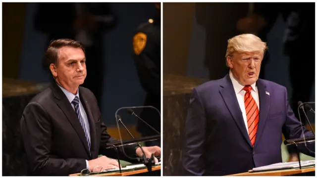 Montagem mostra Bolsonaro e Trumpbet 365 como jogarparlatórios na ONU