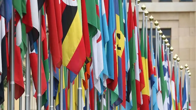 Banderas en la ONU en Ginebra