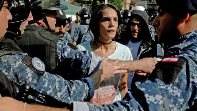 31 Ekim'de Beyrut'taki gösterilerden bir fotoğraf.