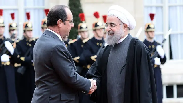 حسن روحانی، رئیس جمهوری ایران حدود ۱۴ ماه پیش به فرانسه سفر کرد