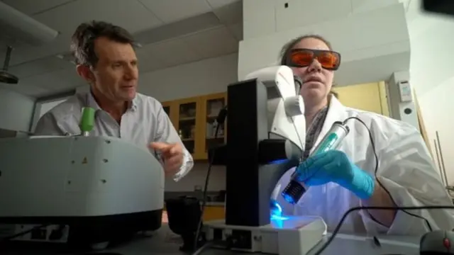 Prof Mason mengajak wartawan BBC, David Shukman, untuk menyaksika hasil penelitian.