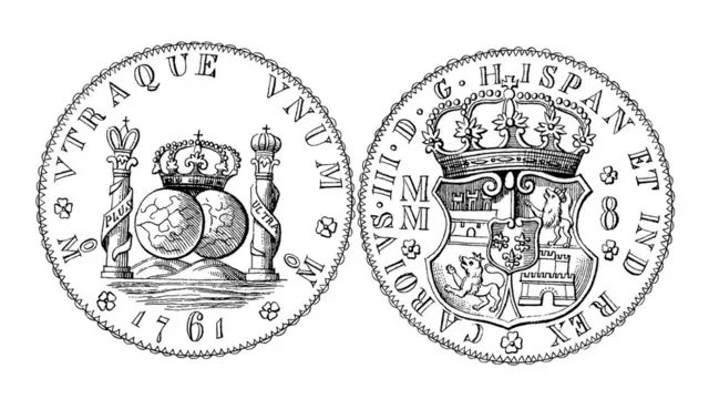 Modelo de la moneda real de a ocho.