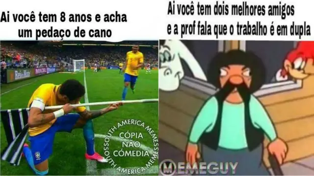 Memes publicados nas páginas South America Memes e MemeGuy