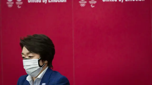 Tokyo 2020 President Seiko Hashimoto speaks during the news conference after receiving a proposal from a group of infectious disease experts in Tokyo, Japan, 18 June 2021.