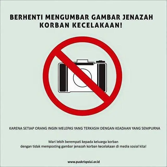 seruan agar gambar jenazah tak disebarkan.