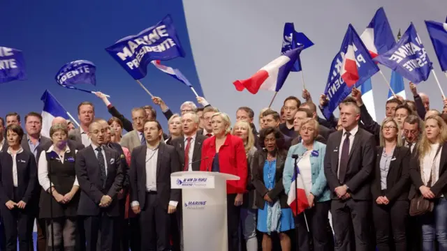 Evento electoral con Le Pen.