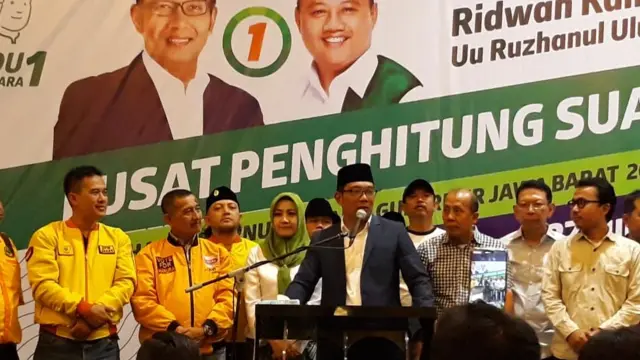 Di Jawa Barat, pasangan Ridwan Kamil dan Uu Rushanul Ulum unggul
