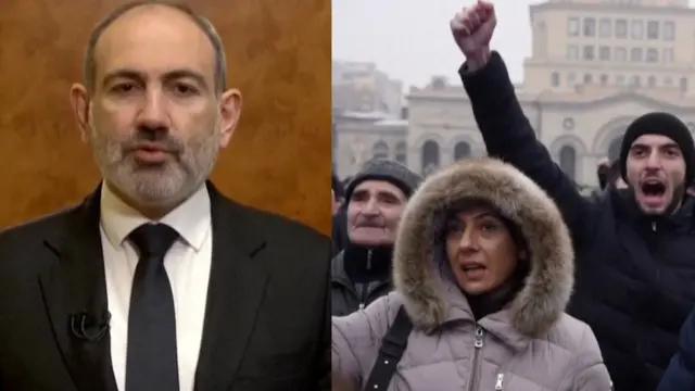 Nikol Paşinyan. etirazçılar. Yerevan