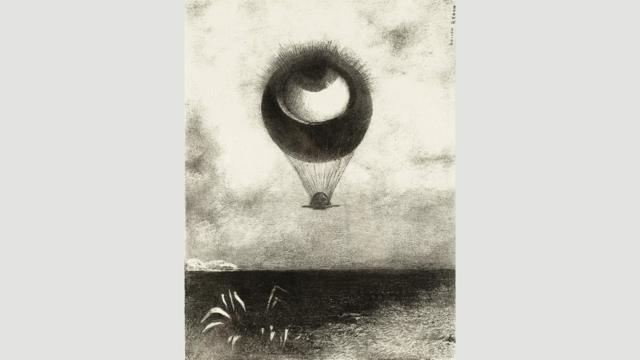 眼睛，像一个奇怪的气球，飞向无限，雷登对超现实主义者产生了影响。