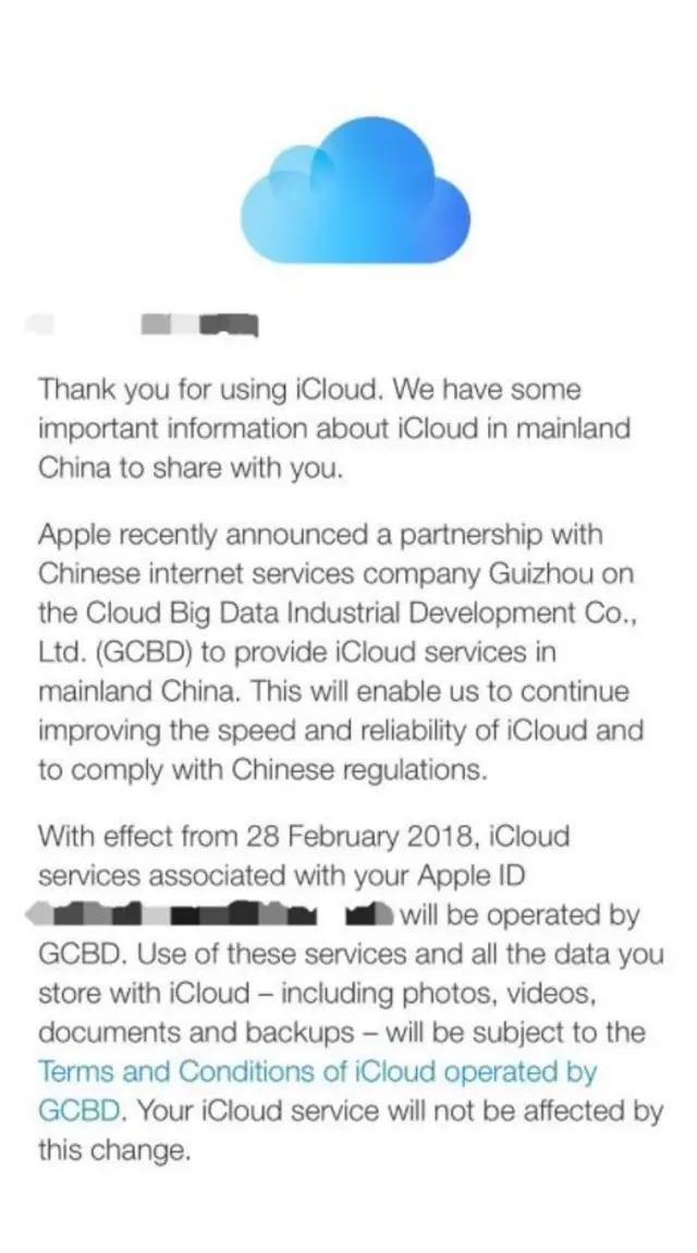 Thông báo của Apple cho người dùng Trung Quốc