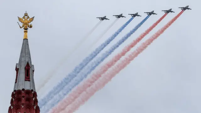 2021年5月9日紅場閲兵儀式，飛行表演。