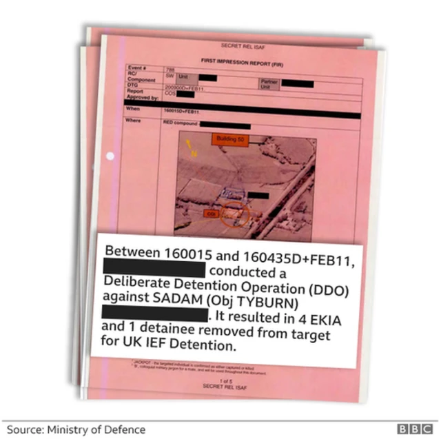 A secret official report that includes an extract of the OPSUM of a night raid.