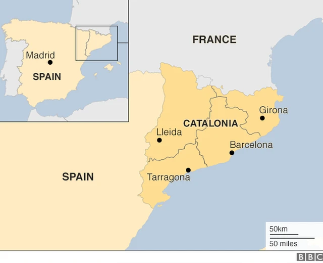 カタルーニャ自治州の地図