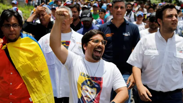 El diputado Freddy Guevara durante la protesta