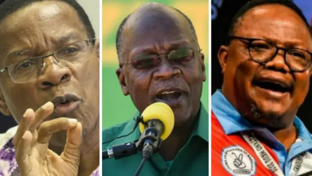 L-R: Bernard Membe, John Magufuli and Tundu Lissu