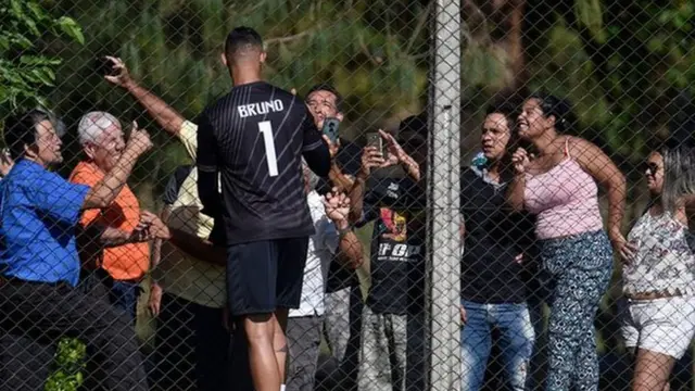 Bruno, pictured before a match for Pocos de Caldas in October 2019, at a lower regional level of Brazilian football