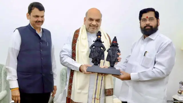 देवेंद्र फडणवीस, अमित शाह आणि एकनाथ शिंदे