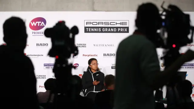 Naomi Osaka en una rueda de prensa