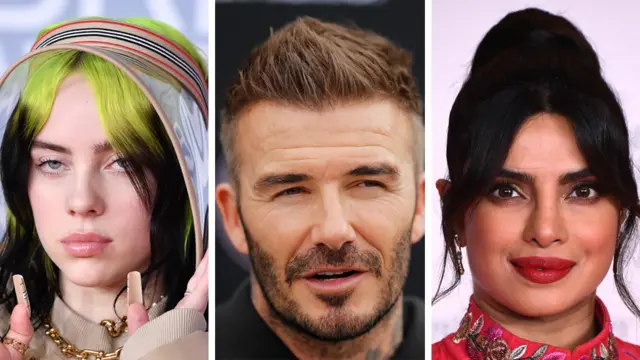 Billie Eilish, David Beckham e Priyanka Chopra Jonas