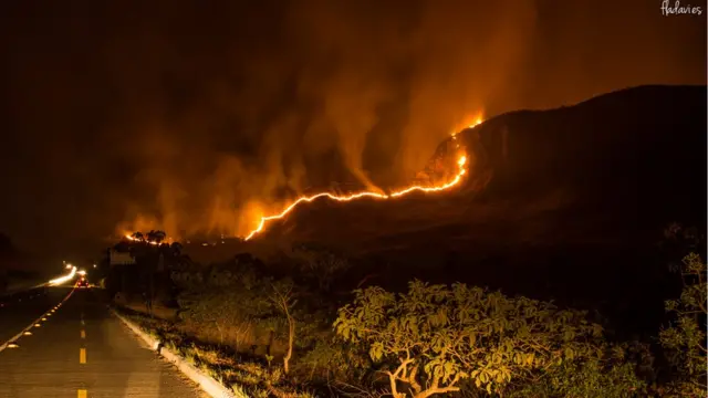 Fogo na beira da rodovia