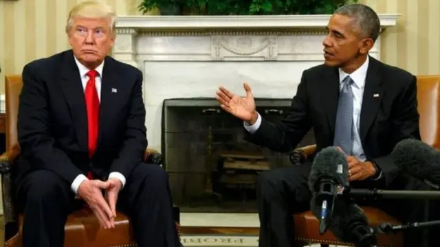 বারাক ওবামার সঙ্গে ডোনাল্ড ট্রাম্প।