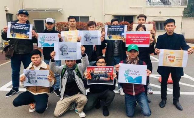 Một số bạn trẻ ở Đài Loan phản đối vụ đàn áp ở Đồng Tâm tháng 1/2020
