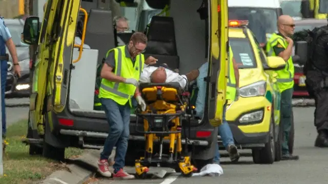 Ambulance carrying one of the injured