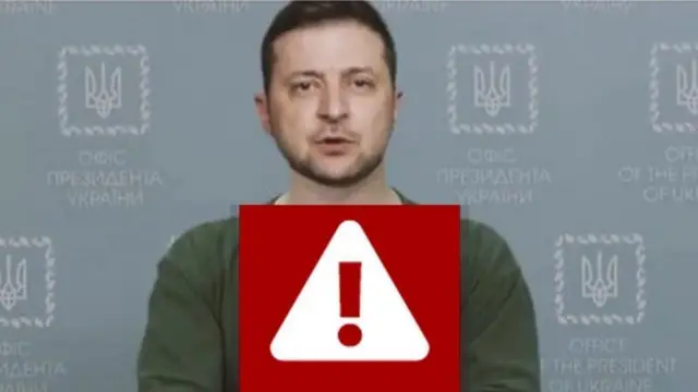 ইউক্রেনিয়ান টিভি নেটওয়ার্ক ইউক্রেনিয়া ২৪-এর হ্যাক করা ওয়েবসাইটে যে ডিপফেক কনটেন্ট দেখা গিয়েছিল