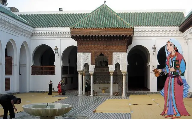Une image imaginaire de Fatima al-Fihri publiée par 1001, une organisation à but non lucratif basée au Royaume-Uni qui s'intéresse à la science et au patrimoine culturel.
