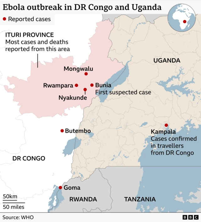 Map Ebola, DR Congo 