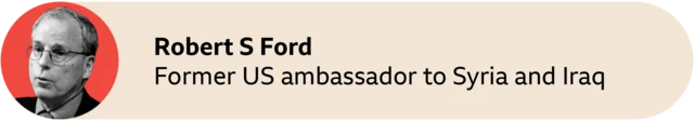 A red circle with a picture of Robert S Ford, former US ambassador to Syria and Iraq