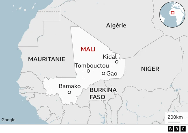 La carte du Mali avec ses pays limitrophes