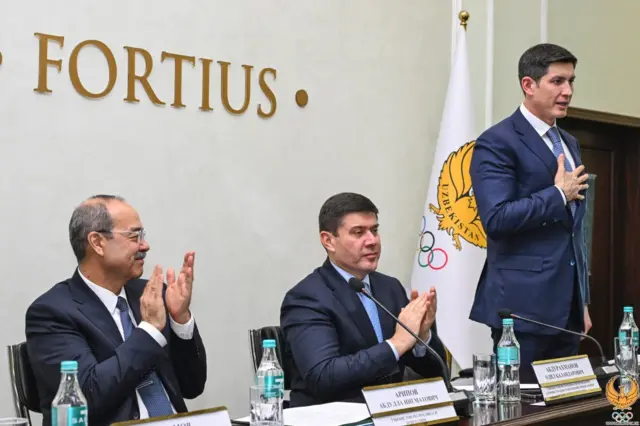 Ўзбекистон Бош вазири Абдулла Арипов, Президент Шавкат Мирзиёевнинг куёви, Осиё Олимпия кенгаши вице-президенти Отабек Умаров