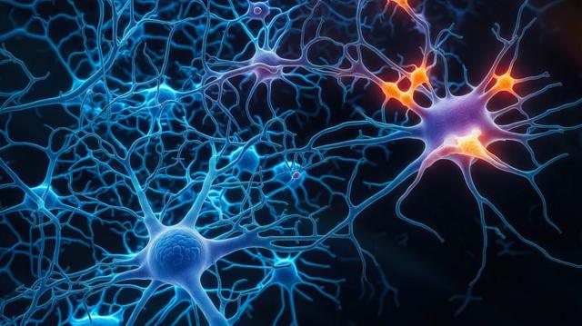 Rede de neurônios afetados por placas de beta-amiloide