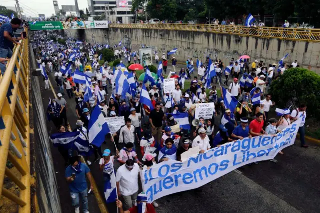 Protestos em Manágua, em 2018